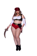 Leg Avenue 4 PC Wicked Pirate Wench Costume, Multicolor, As Shown, 3X/4X