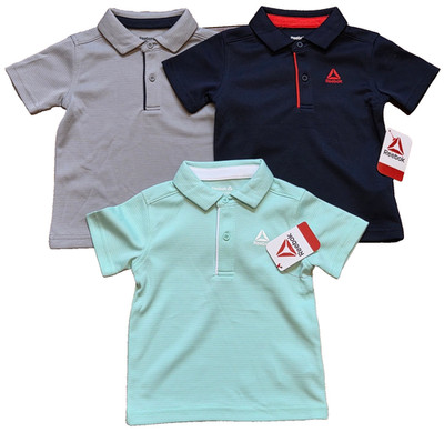 3 Reebok Ace Performance Polo Shirts Size 2T Toddler Gray Navy Blue Yucca Aqua