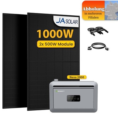 1000W Bifazial Balkonkraftwerk mit Speicher 2048Wh, Growatt Nexa 2000 All in One