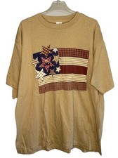 Vintage USA Flag Handmade Button T-Shirt Melhart Designs Made In USA 1994 XXL