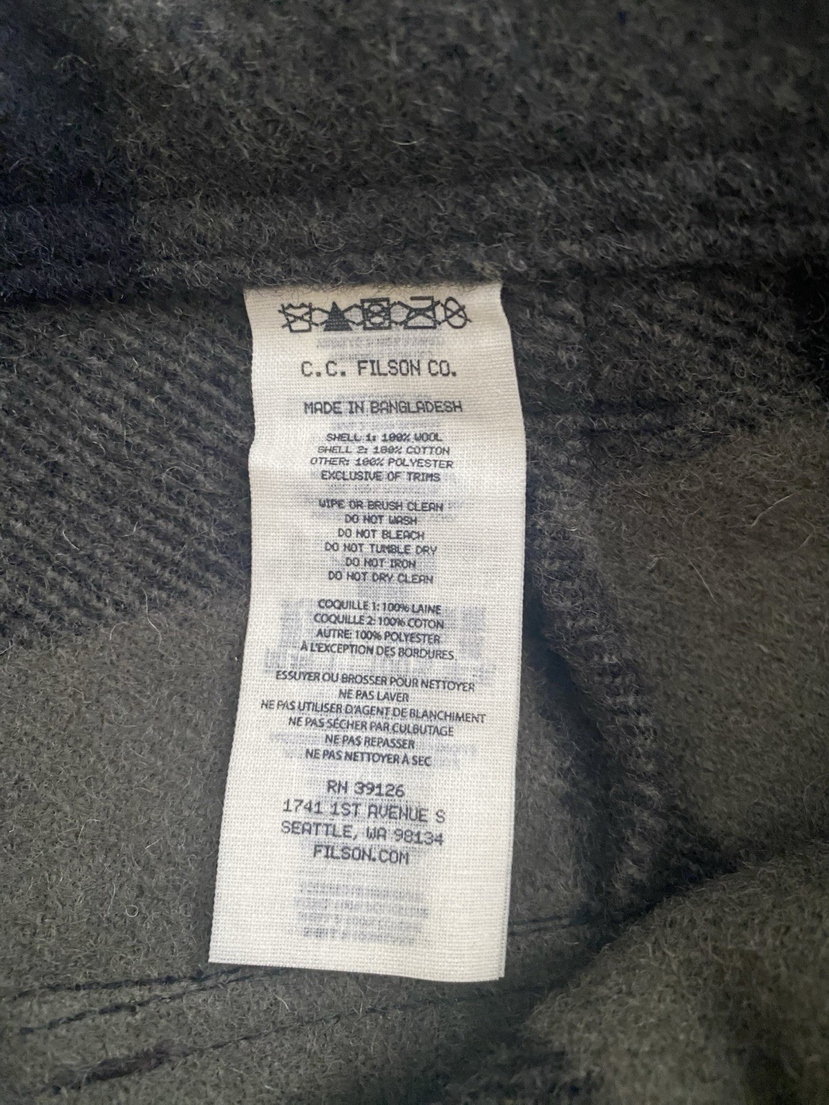 Filson 100% Wool Mackinaw Hunting Pants NWT 34 x 34 Otter Green Black Plaid $445