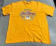 VINTAGE GILDAN LAS VEGAS SIN CITY DESIGN YELLOW ORANGE T-SHIRT SIZE ADULT XL