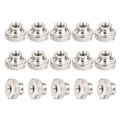 Knurled Thumb Nut, 15Pcs M4*0.7 Iron Round Knobs nickel plating, Silver Tone