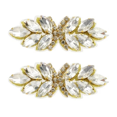 2Pcs Patch à Paillettes pour Cristal, Applique Perle, Argenté/Or Clair - Photo 1/4