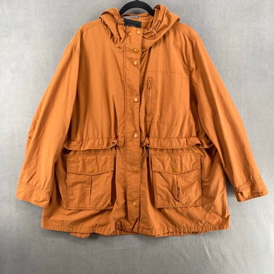 J Crew Perfect Lightweight Jacket Womens 3X Rust Utility Pockets Hooded