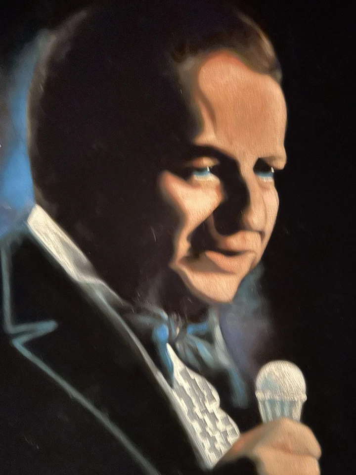 Pintura de terciopelo negro Frank Sinatra vintage rara - 22" x 28" - firmada Foto 2 de 4