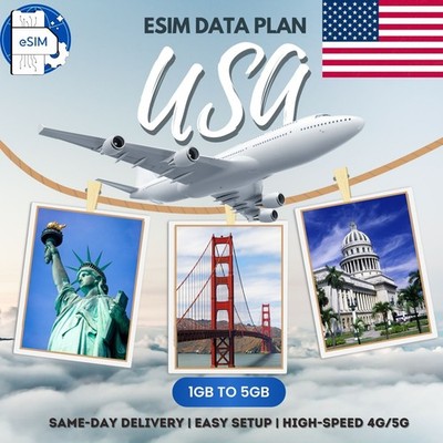 USA eSIM 1GB to 5GB | 4G/5G Data Plan | Same-Day Delivery | Easy Setup