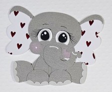 Love You Tons Valentines Elephant. Scrapbook, Card making Paper Piecing