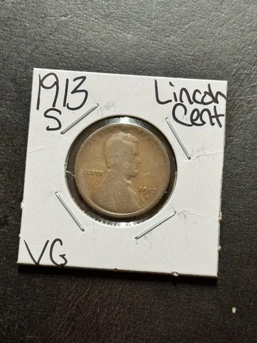 1913 S Lincoln Wheat Cent Penny VG Very Good U.S. 1c Better Date Coin (Raw18404)