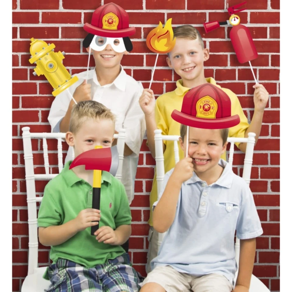 Flaming Fire Truck Photo Props 10pcs - Image 3 of 3