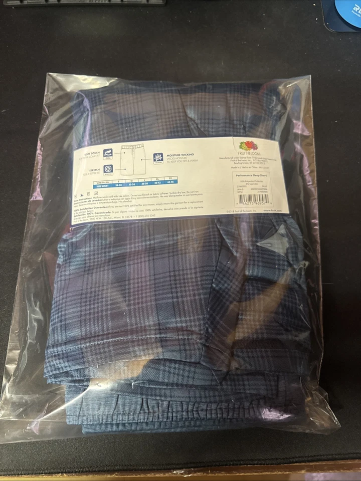 Paquete de 2 pantalones cortos para dormir Fruit Of The Look color talla 2XL azul a cuadros Foto 2 de 3