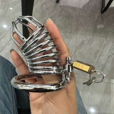 Edelstahl Chastity Cage Peniskäfig Keuschheitsgerät Vorhängeschloss Padlock
