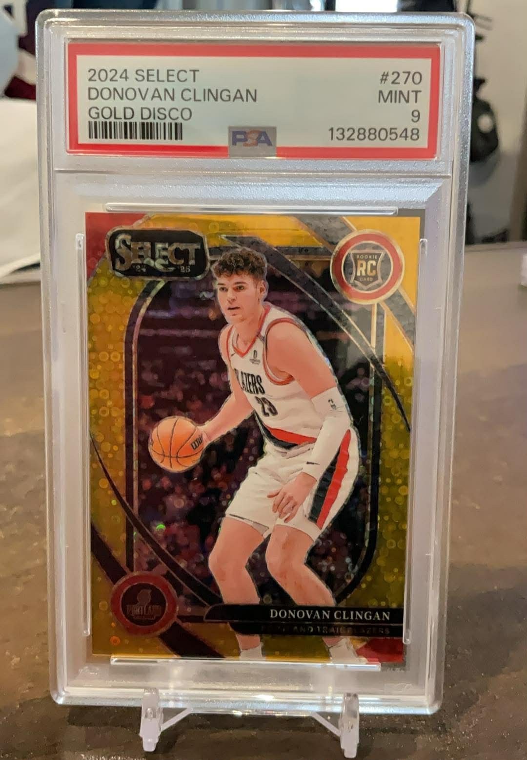 2024 Select Donovan Clingan #270 Gold Disco Courtside /10 Courtside PSA 9 POP 2