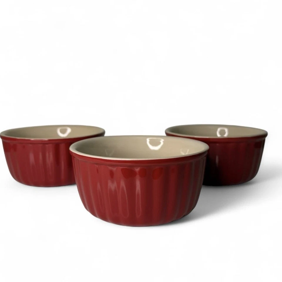 3 маленьких винтажных красных керамических блюда 14 унций - Изображение 3 из 4