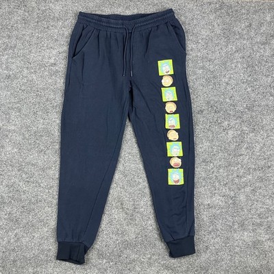 Rick and Morty Sweatpants Mens Size W32 Black Joggers Graphic Cuffed Lounge Fit
