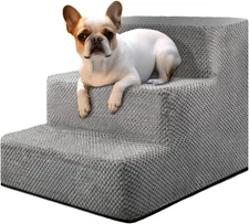 Dog Stairs for Small Dogs & Cats, 3-Step Non-Slip Pet Steps for Couch Sofa 