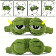 1PC 3D Sad Frog Sleep Mask: Soft Eye Shade for Men & Women Travel Rest - NEW