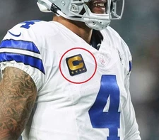 2025 DAK COWBOYS PRESCOTT GOLD 4-⭐⭐⭐⭐- Star Stick-on DALLAS Navy CAPTAIN C-PATCH