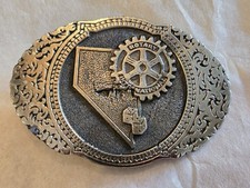 Vintage 1986 Rotary International Nevada Belt Buckle Sanchez USA Made