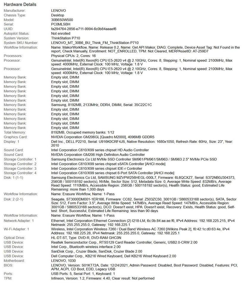 Estação de trabalho torre ThinkStation P710 - Imagem 3 de 3