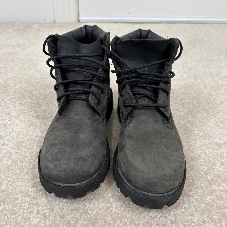 Timberland Premium Youth Boots Black 12707 Lace Up Waterproof Leather Size 1.5 - Image 3 of 4