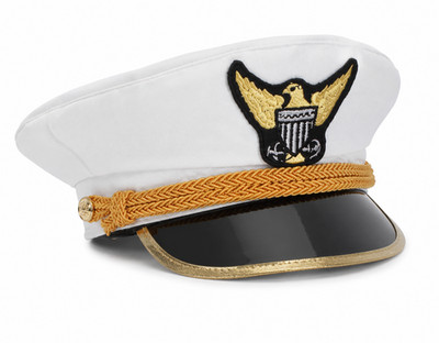Dress-Up-America Boat Captain Hat - White Navy Admiral Cap for Adults and Kids