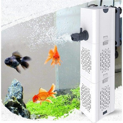 Leise Aquarium Filter 4in1 Wasserspumpe mit 2 Filterschwämmen 500L H