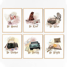 Magical Girls Room Wall Art Decor,Watercolor Magic Book Owl Letter Wall Art Prin