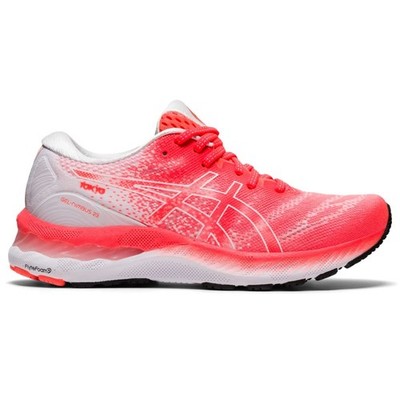 ASICS Women's Gel-Nimbus 23 TOKYO EDITION, 8.5 US, Sunrise Red/White,Retai $500