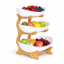 Fruit Bowl 3-Tier White Fruit Basket Serving Platters For Parties Serving Bowls