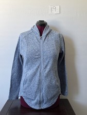 Eddie Bauer Womens Large Blue Sherpa Fleece Full Zip Hooded Jacket Hoodie