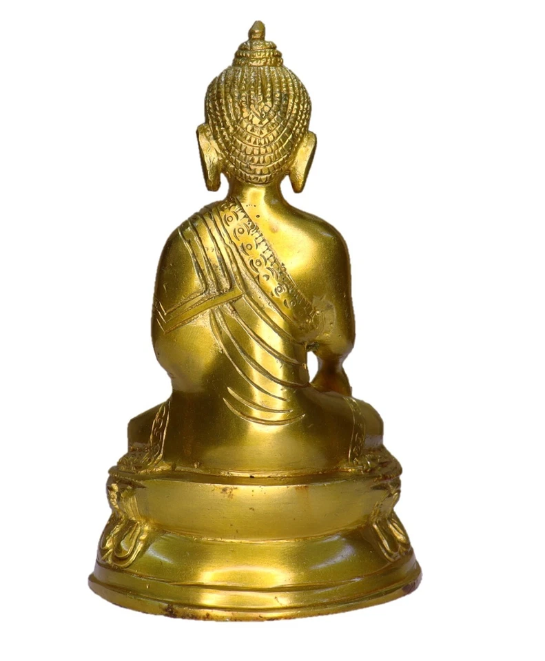 Lord Buddha Statue Handmade Brass Prayer Figurine Home Office Decor Figure Gift - Image 4 of 4