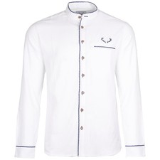 Trachtenhemd Noah weiß blau Stehkragen mit Geweih Goldschmidt Hemd 