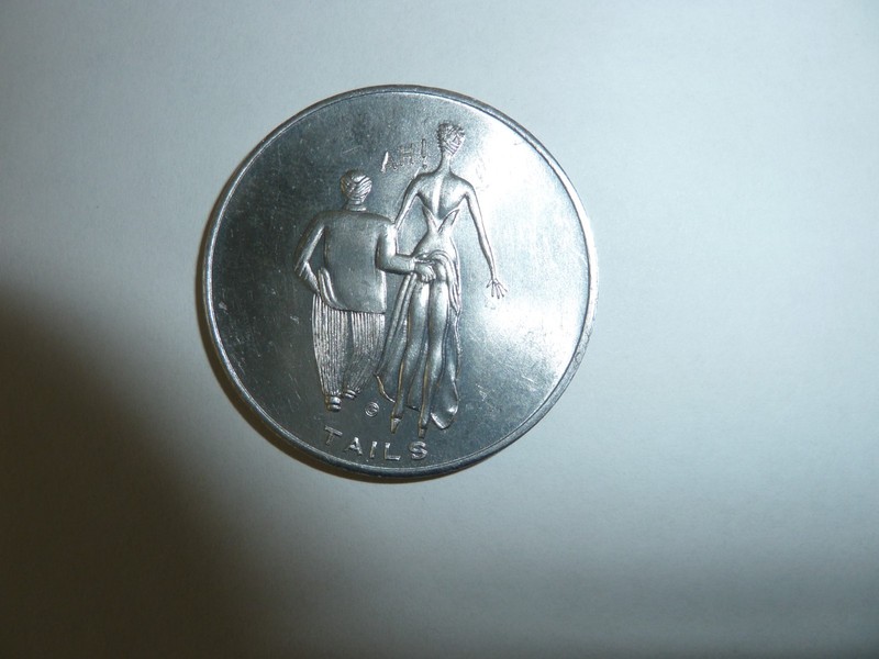 Aluminum Novelty 1.5" Diameter Coin. Heads /Tails. EX