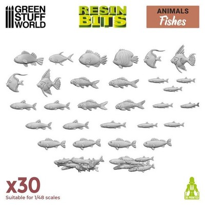 Green Stuff World Fische Set (30) Resin Fish Collection Gelände Tabletop Trash