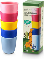 SUGARCANE Kids Cups 10 Oz - 5 Pack, USDA  LFGB Certified Toddler Cups - BPA Fre