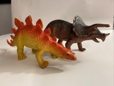1985 Imperial Stegosaurs And Triceratops Lot Toy Figure Vintage