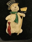 EISENBERG ICE Vintage Snowman Brooch Pin Enamel gold Tone EUC