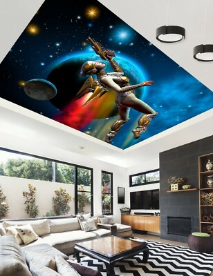 3D Planet Woman ZHU701 Ceiling Wall Paper Wall Print Decal Wall Deco Zoe