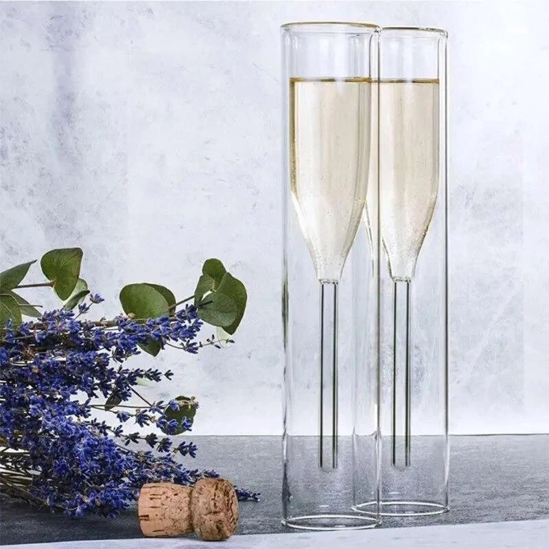 Double Layers Glasses Champagne Flutes Goblet Bubble Sparkling Wine