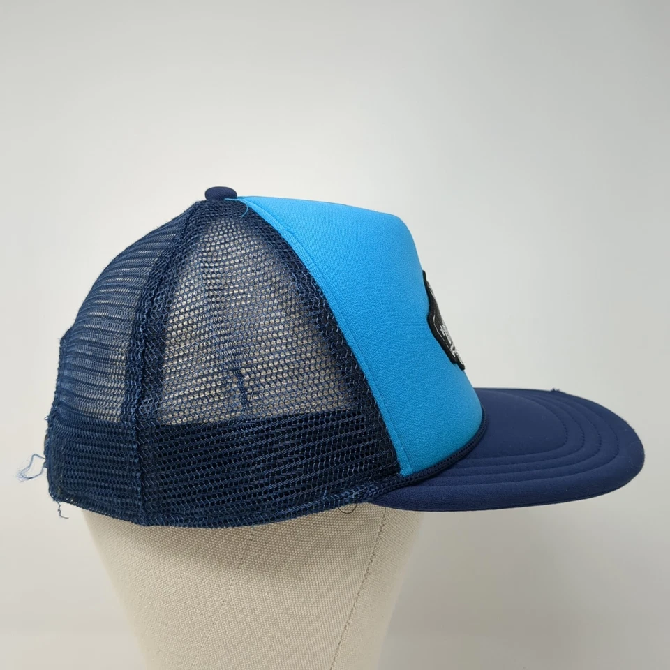 Chapéu caminhoneiro VANS Off The Wall Snapback azul tamanho único ajustável malha corda traseira - Imagem 4 de 4