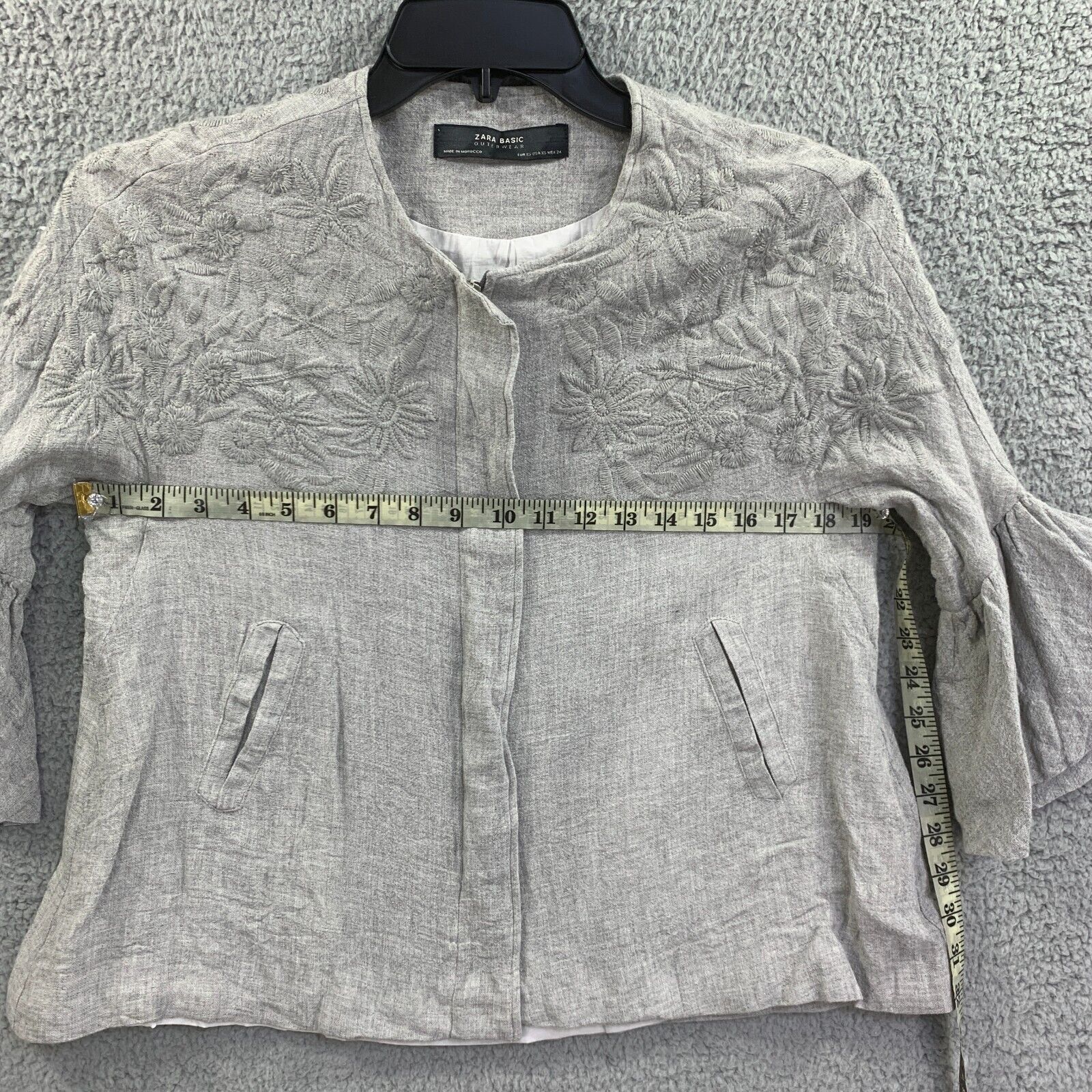 Zara Basic Jacket Shacket Wool Blend Embroidered … - image 4