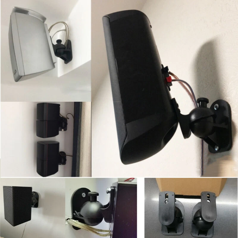 1Pair Universal Sound Satellite Speaker Wall Mount Stand Bracket Adjustable Tool - Image 2 of 4