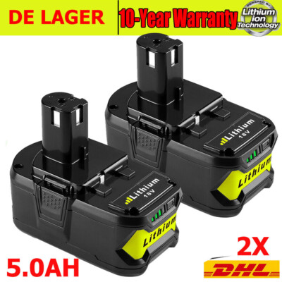 2x18V 5.0Ah RB18L50 Akku für RYOBI 18 Volt One+ Plus Lithium P108 P104 Batterie