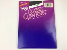 Vtg Hanes Too Classic Comfort Pantyhose Size EF Black Reinforced Toe