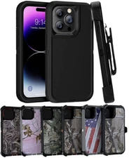 Rugged Defender Case Cover for iPhone 15 ONLY With Belt Clip
