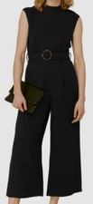  498 Whistles Womens Black Sleeveless Crop Wide-Leg Belted Jumpsuit UK 12 / US 8
