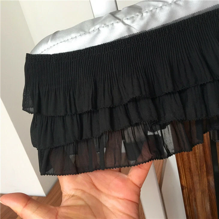 Vestido de encaje plisado de tres capas de 1 yarda con cinta falda de gasa dobladillo flecos artesanal Foto 3 de 4