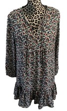 j crew dress Size L Floral Boho Peasant Multicolor Fit & Flare