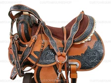 PRO WESTERN BARREL SADDLE HORSE PLEASURE TRAIL TOOLED LEATHER TACK 15 16 17 18